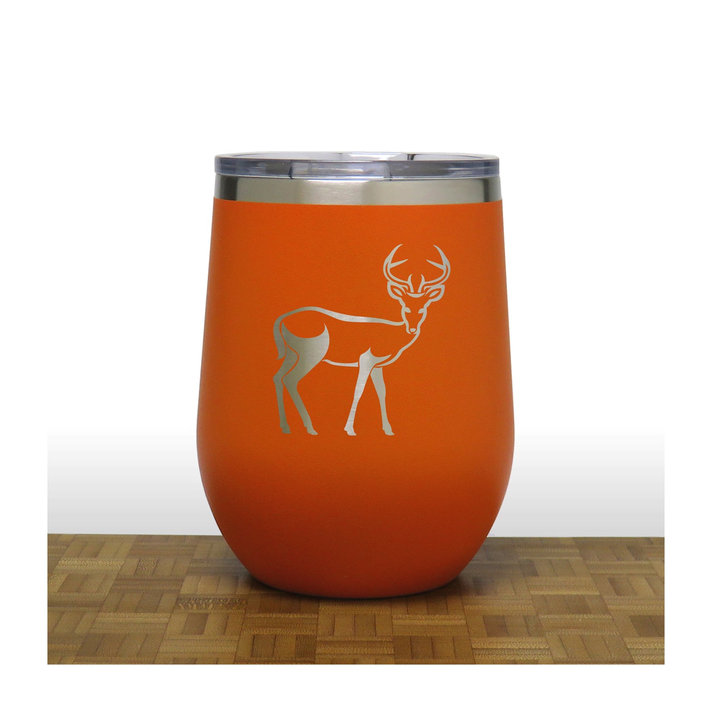 Orange - Deer Doe PC 12oz STEMLESS WINE - Copyright Hues in Glass