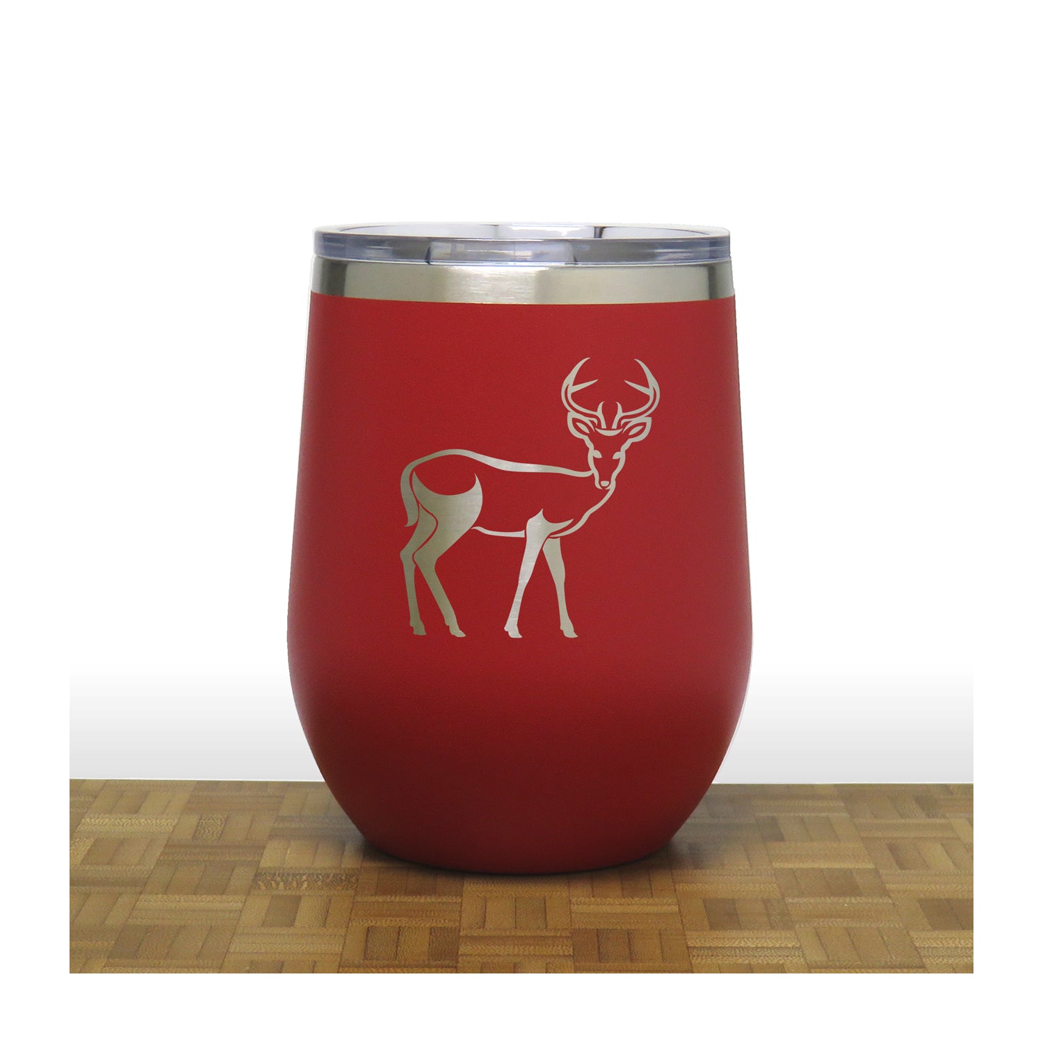 Red - Deer Doe PC 12oz STEMLESS WINE - Copyright Hues in Glass