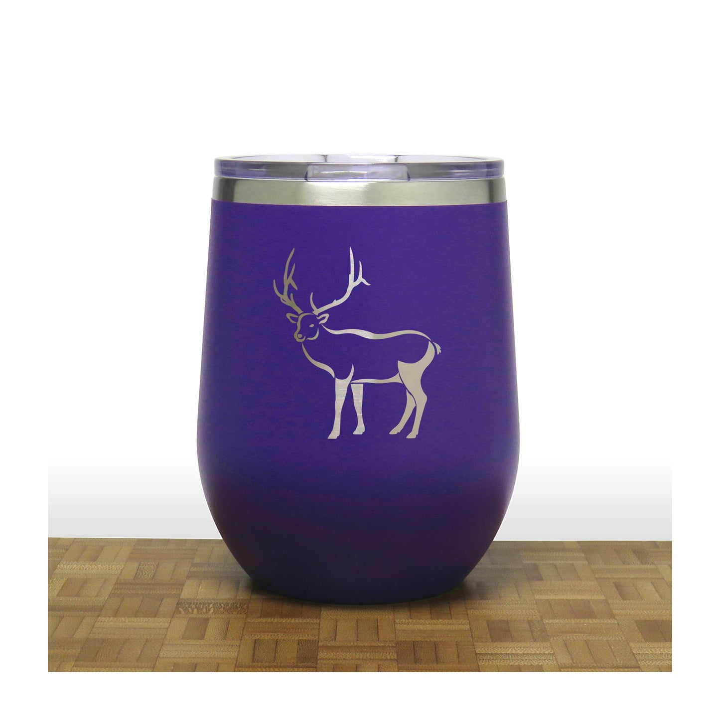 Elk 12oz Insulated Stemless Wine Tumbler - Design 3 - Stainless Steel