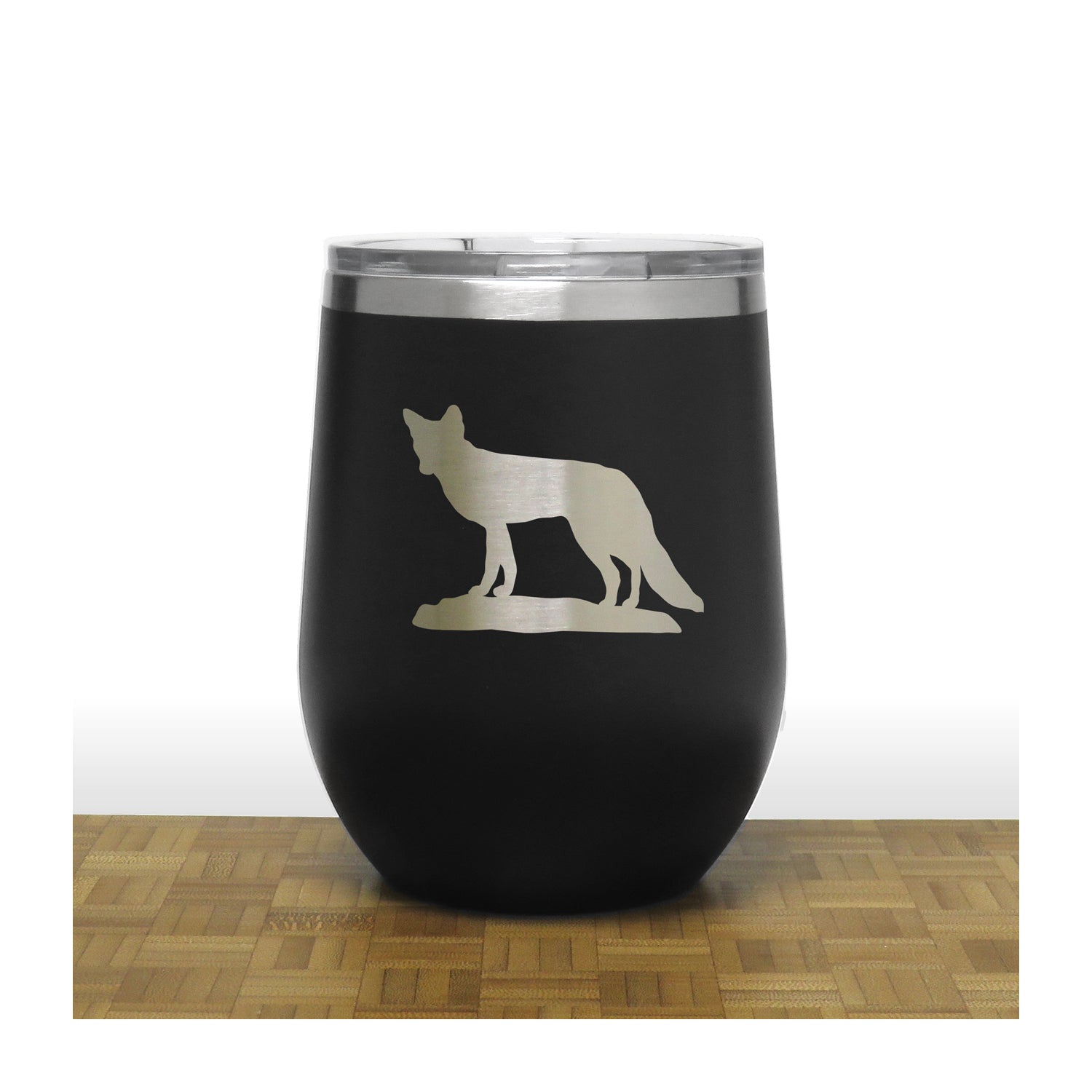 Black - Fox 3 PC 12oz STEMLESS WINE - Copyright Hues in Glass