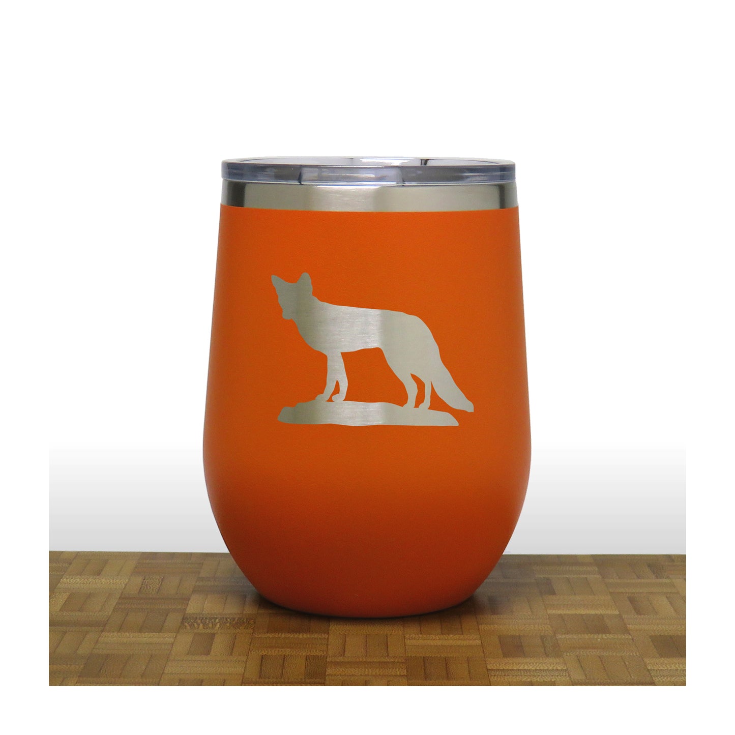 Orange - Fox 3 PC 12oz STEMLESS WINE - Copyright Hues in Glass