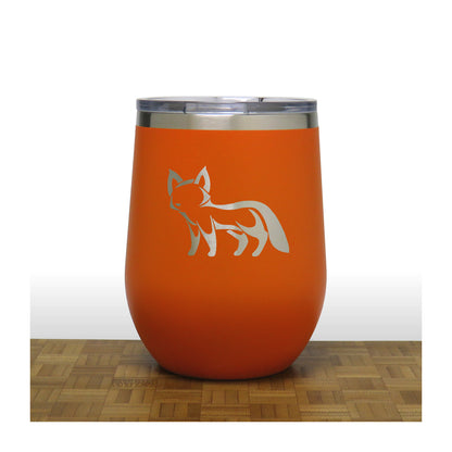 Orange - Fox 4 PC 12oz STEMLESS WINE - Copyright Hues in Glass