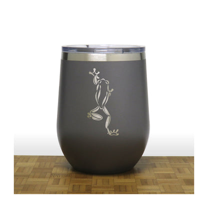 Grey - Climbing Frog - 20 oz Insulated Tumbler - Copyright Hues in Glass