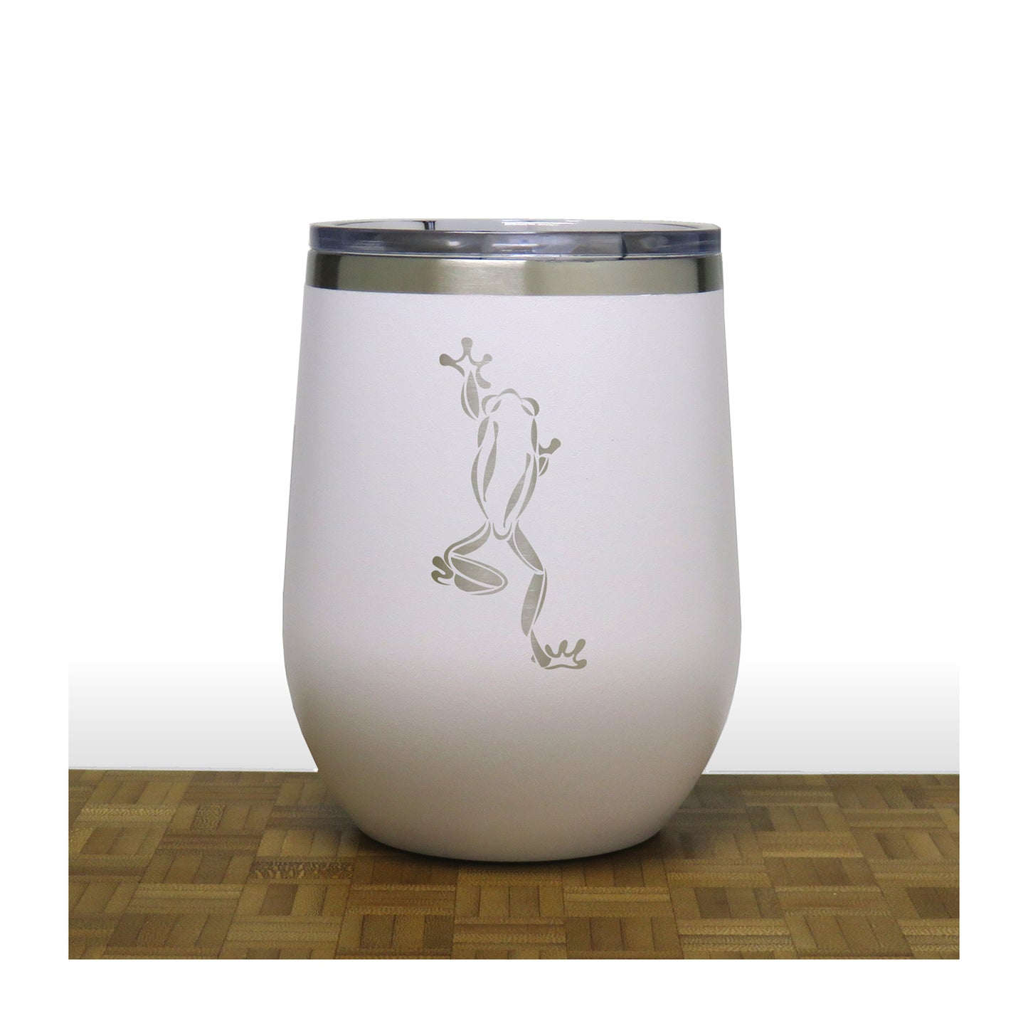 White - Climbing Frog - 20 oz Insulated Tumbler - Copyright Hues in Glass