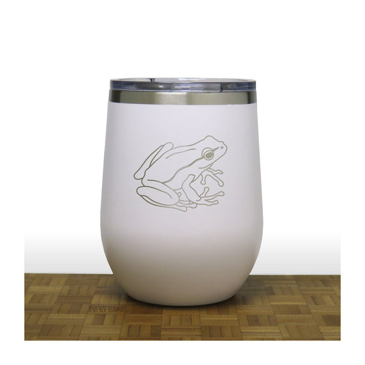 White - Garden Frog PC 12oz STEMLESS WINE - Copyright Hues in Glass