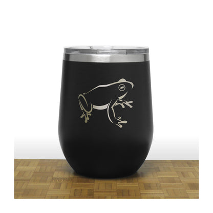 Black - Sitting Frog PC 12oz STEMLESS WINE - Copyright Hues in Glass