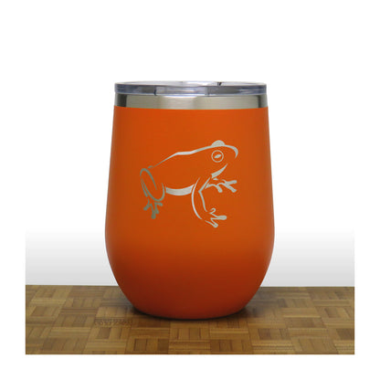 Orange - Sitting Frog PC 12oz STEMLESS WINE - Copyright Hues in Glass