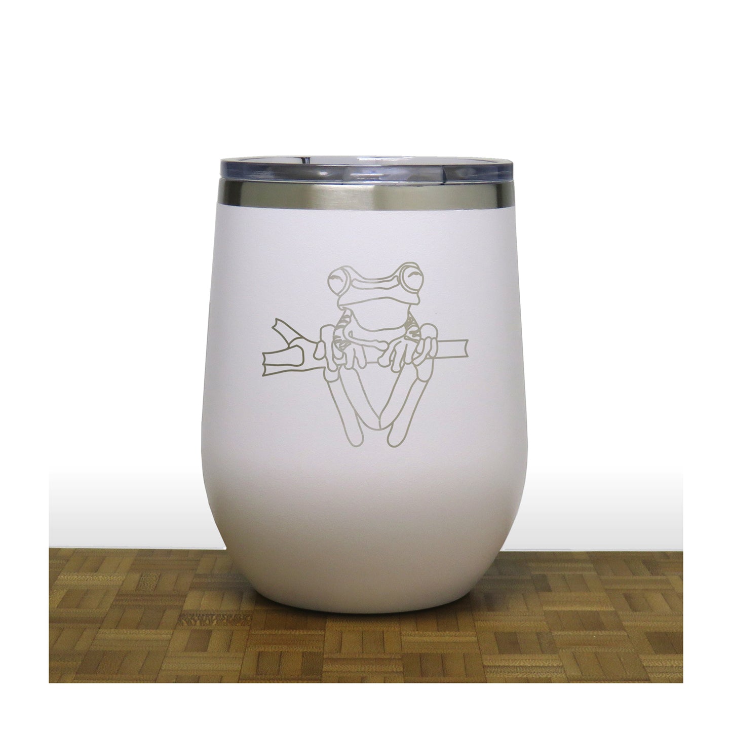 White - Tree Frog PC 12oz STEMLESS WINE - Copyright Hues in Glass