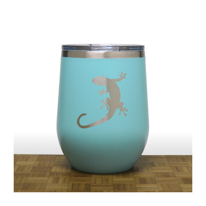 Teal - Gecko PC 12oz STEMLESS WINE - Copyright Hues in Glass