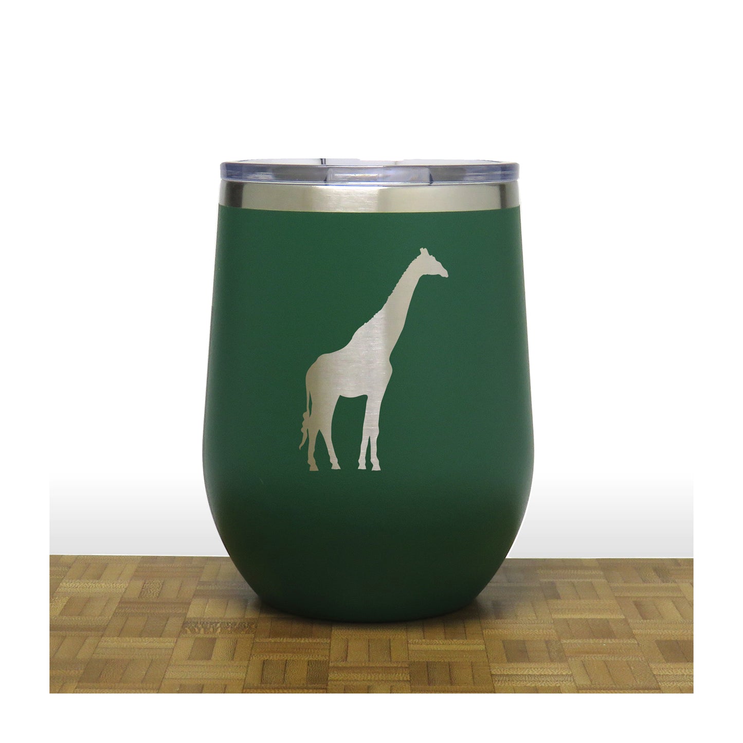 Green - Giraffe PC 12oz STEMLESS WINE - Copyright Hues in Glass