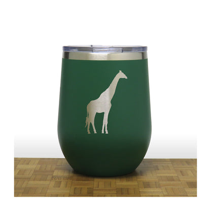 Green - Giraffe PC 12oz STEMLESS WINE - Copyright Hues in Glass