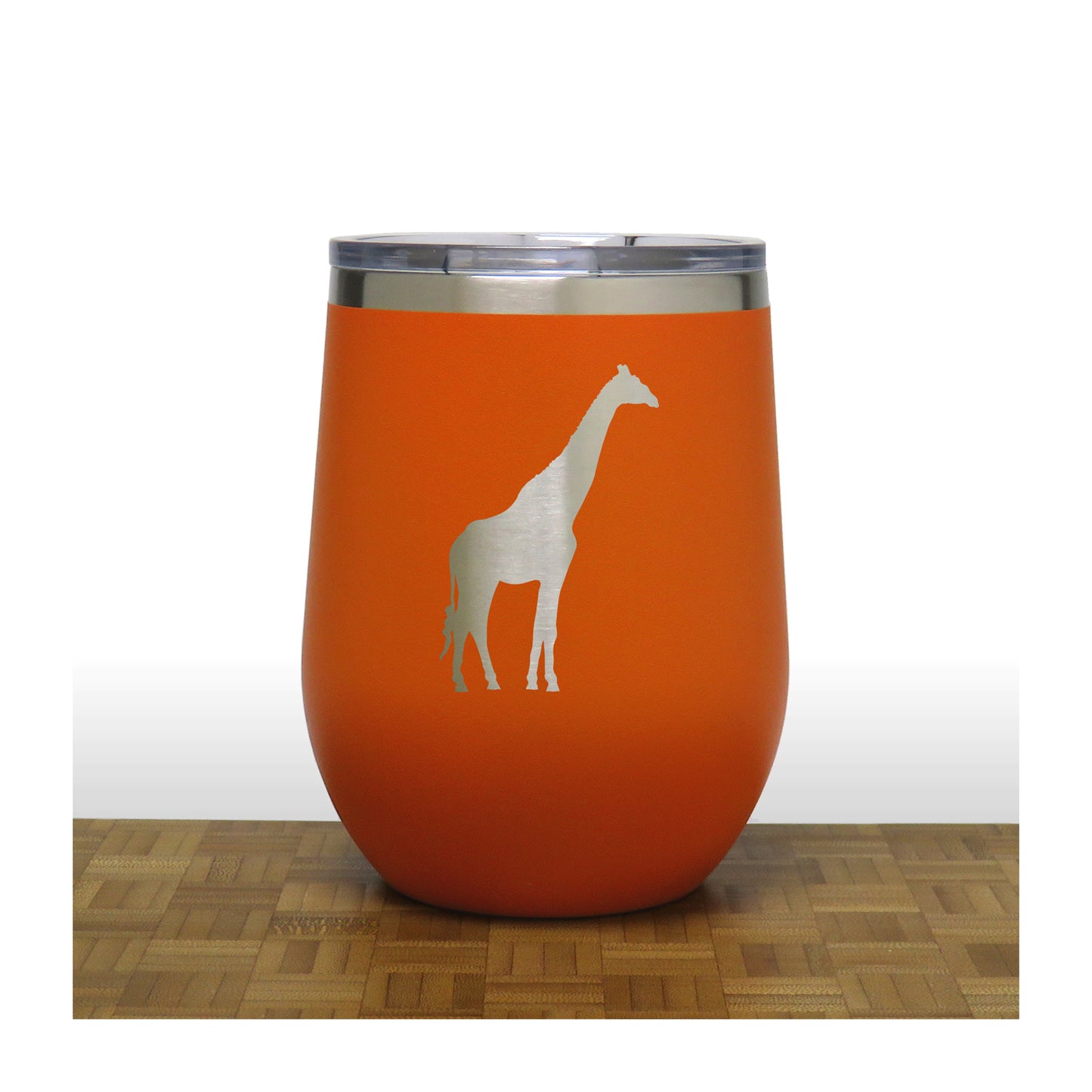 Orange - Giraffe PC 12oz STEMLESS WINE - Copyright Hues in Glass