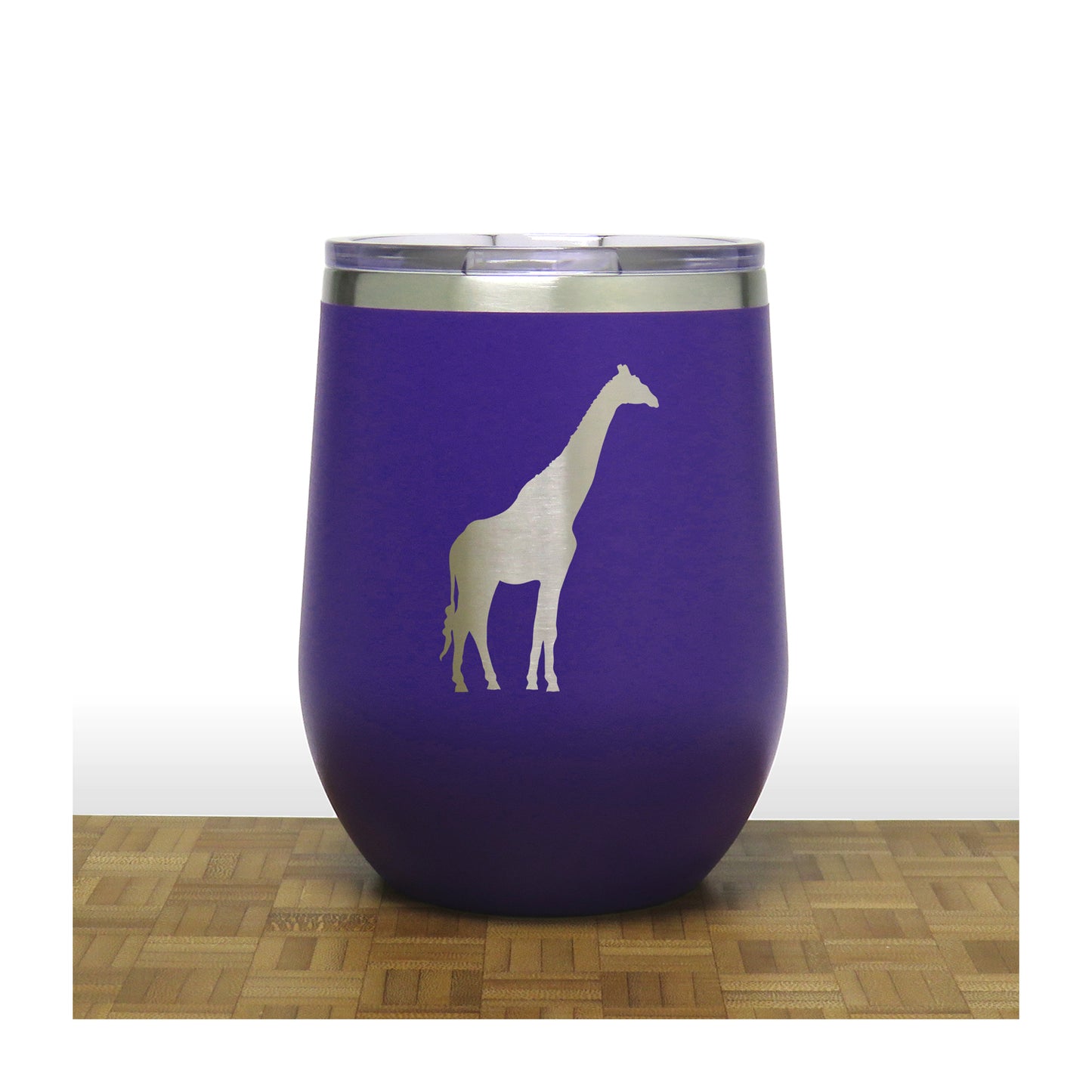 Purple - Giraffe PC 12oz STEMLESS WINE - Copyright Hues in Glass