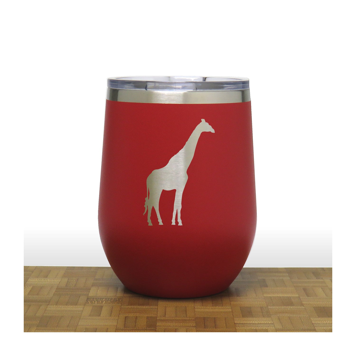 Red - Giraffe PC 12oz STEMLESS WINE - Copyright Hues in Glass