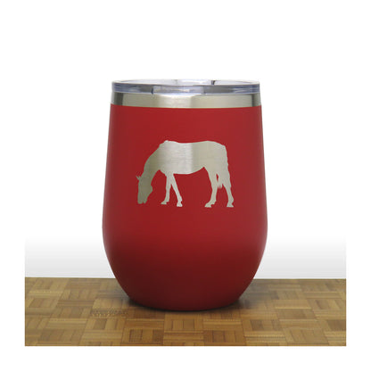 Red - Grazing Horse PC 12oz STEMLESS WINE - Copyright Hues in Glass