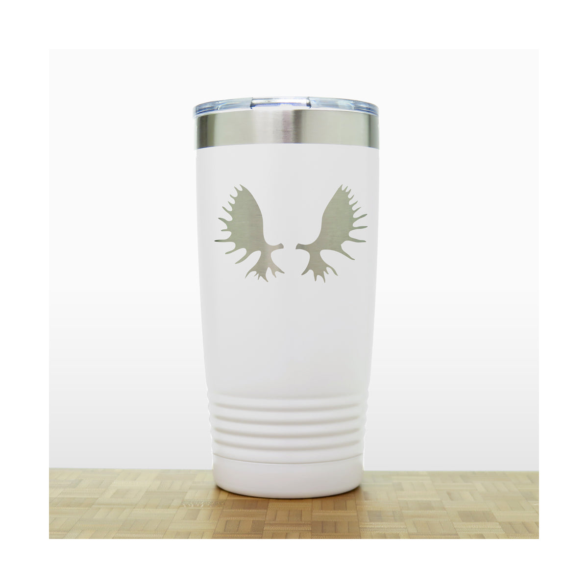 White - Moose Antlers 20 oz Insulated Tumbler - Copyright Hues in Glass