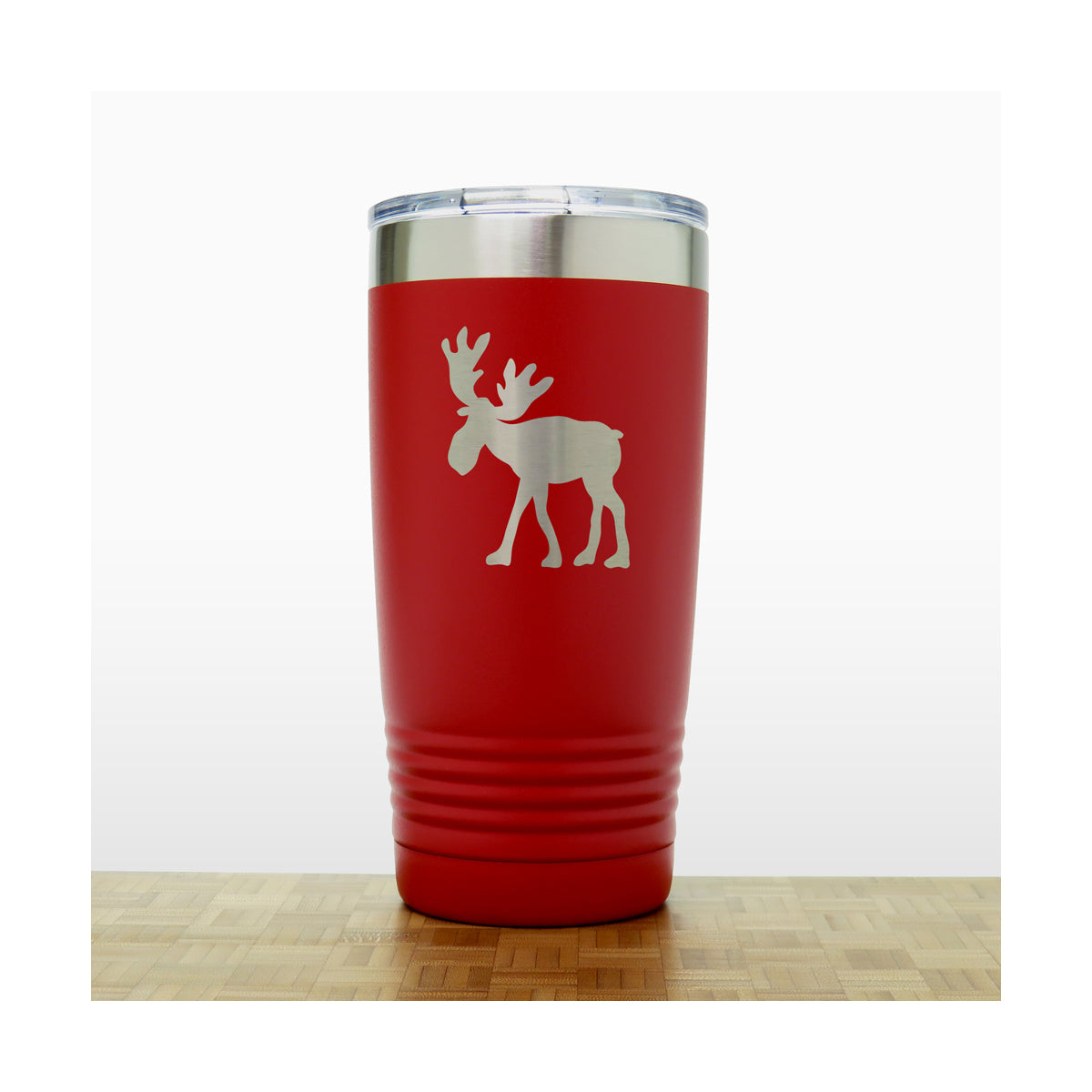 Red - Moose Whimsical 3 20 oz Insulated Tumbler - Copyright Hues in Glass