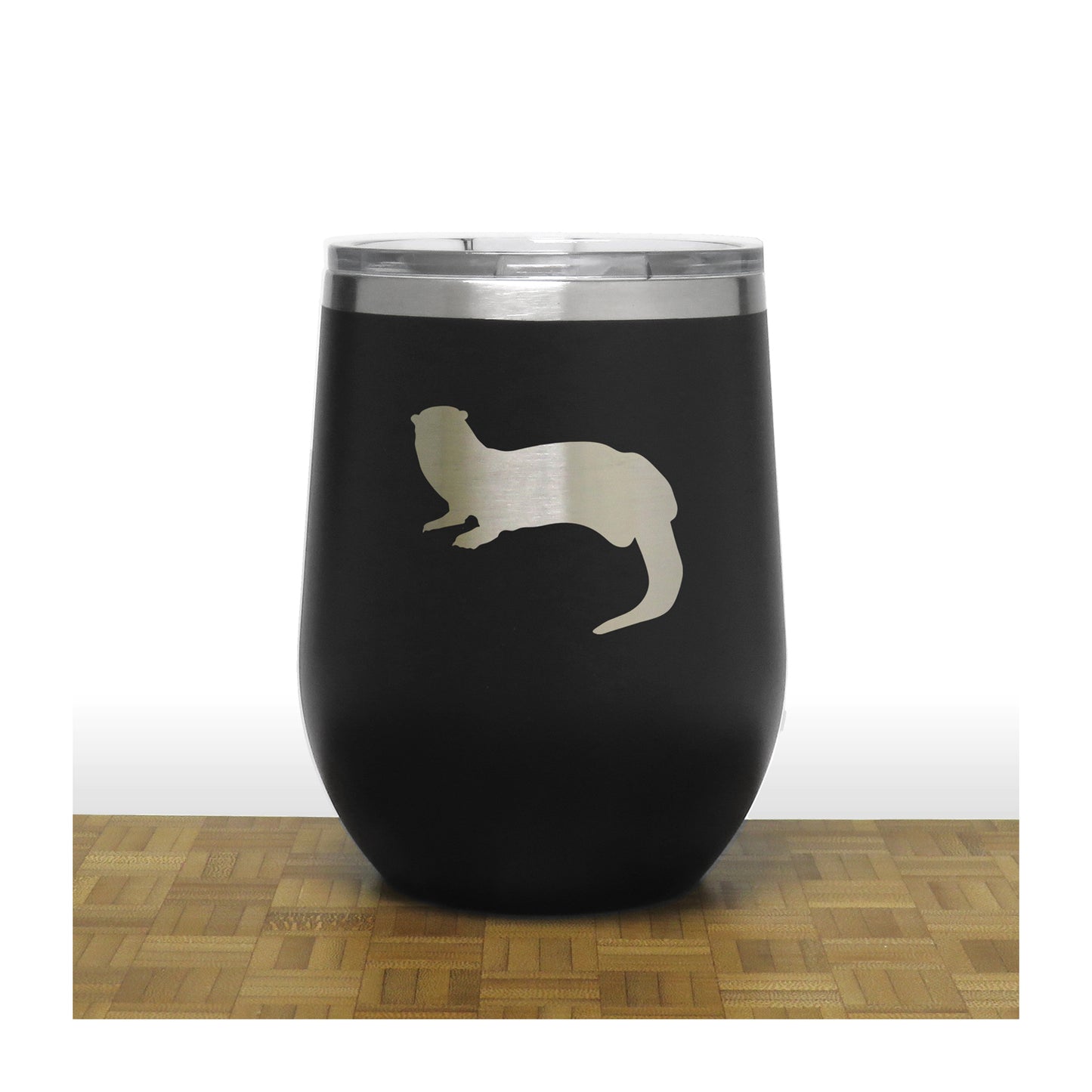 Black - Otter PC 12oz STEMLESS WINE - Copyright Hues in Glass