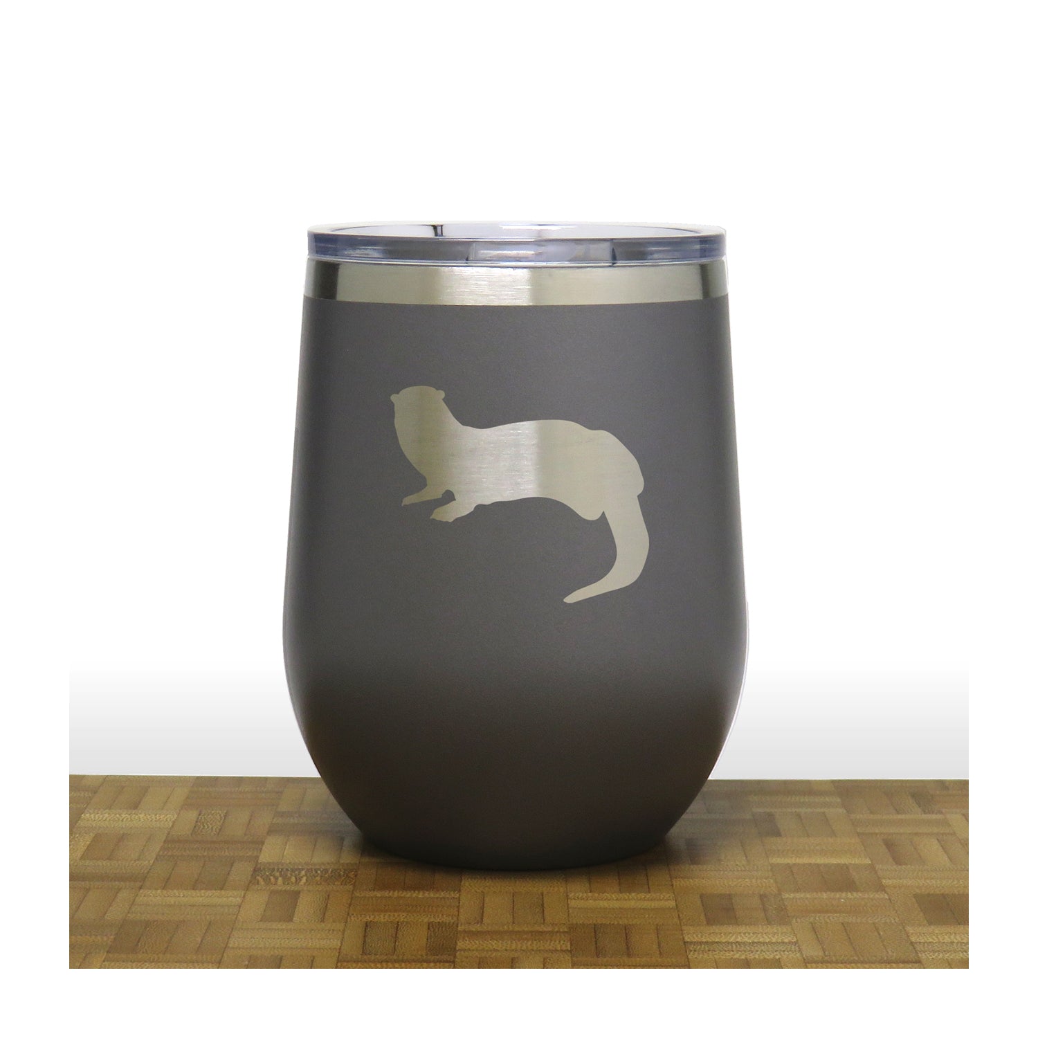 Grey - Otter PC 12oz STEMLESS WINE - Copyright Hues in Glass