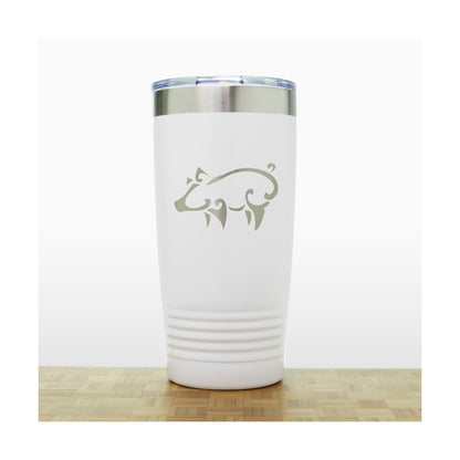 White - Pig 3 20 oz Insulated Tumbler - Copyright Hues in Glass