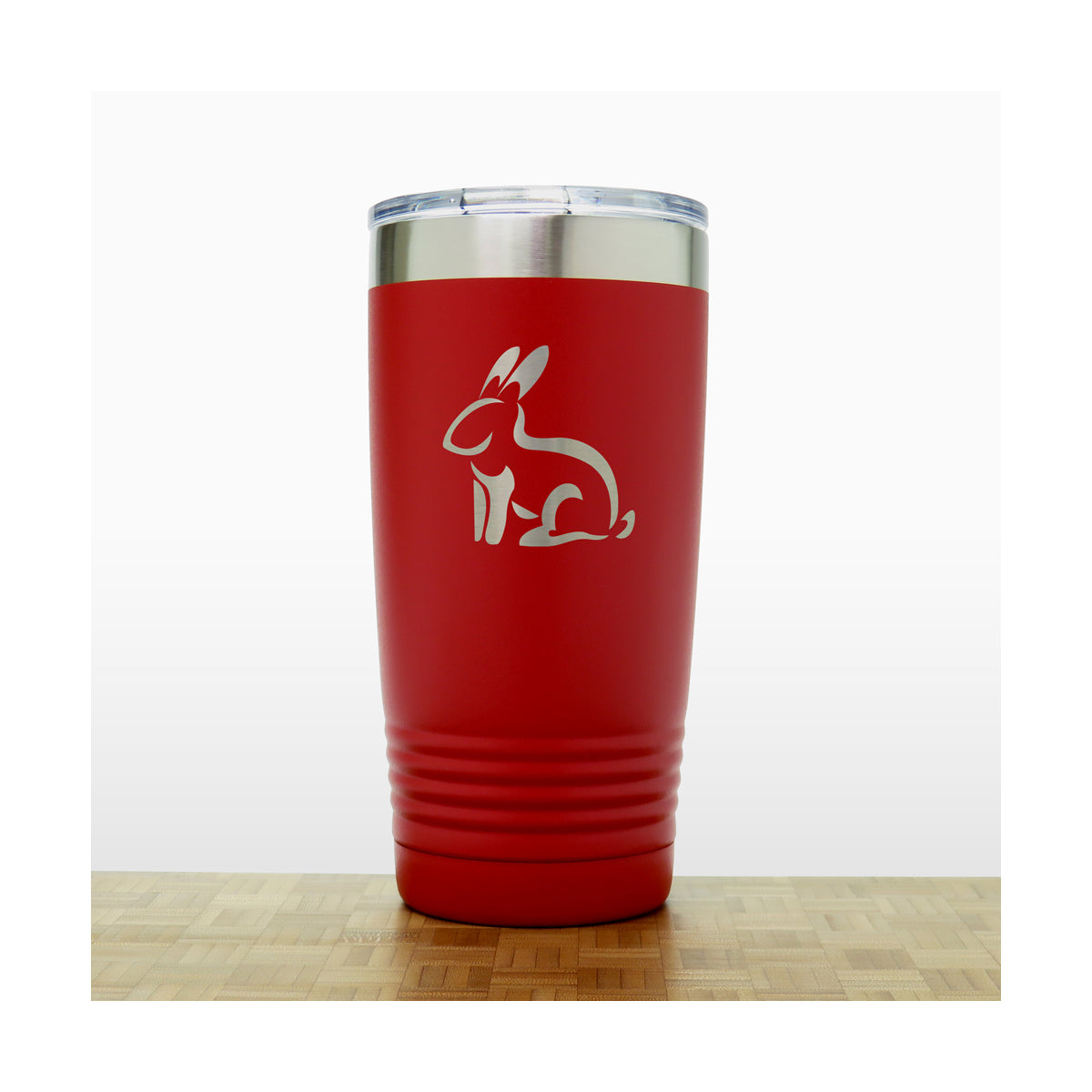 Red - Sitting Rabbit 20 oz Insulated Tumbler - Copyright Hues in Glass