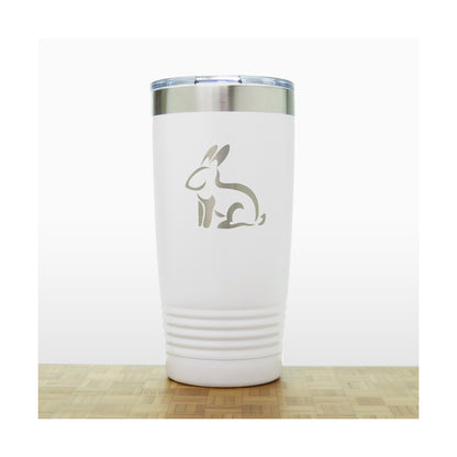 White - Sitting Rabbit 20 oz Insulated Tumbler - Copyright Hues in Glass