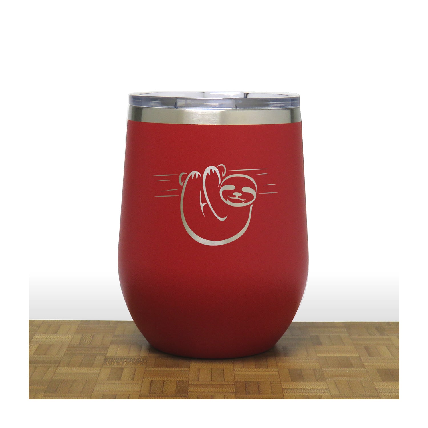 Red - Sloth PC 12oz STEMLESS WINE - Copyright Hues in Glass