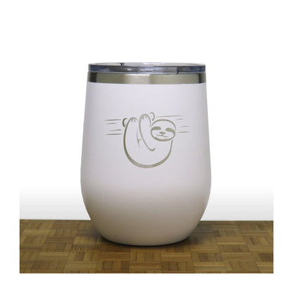 White - Sloth PC 12oz STEMLESS WINE - Copyright Hues in Glass