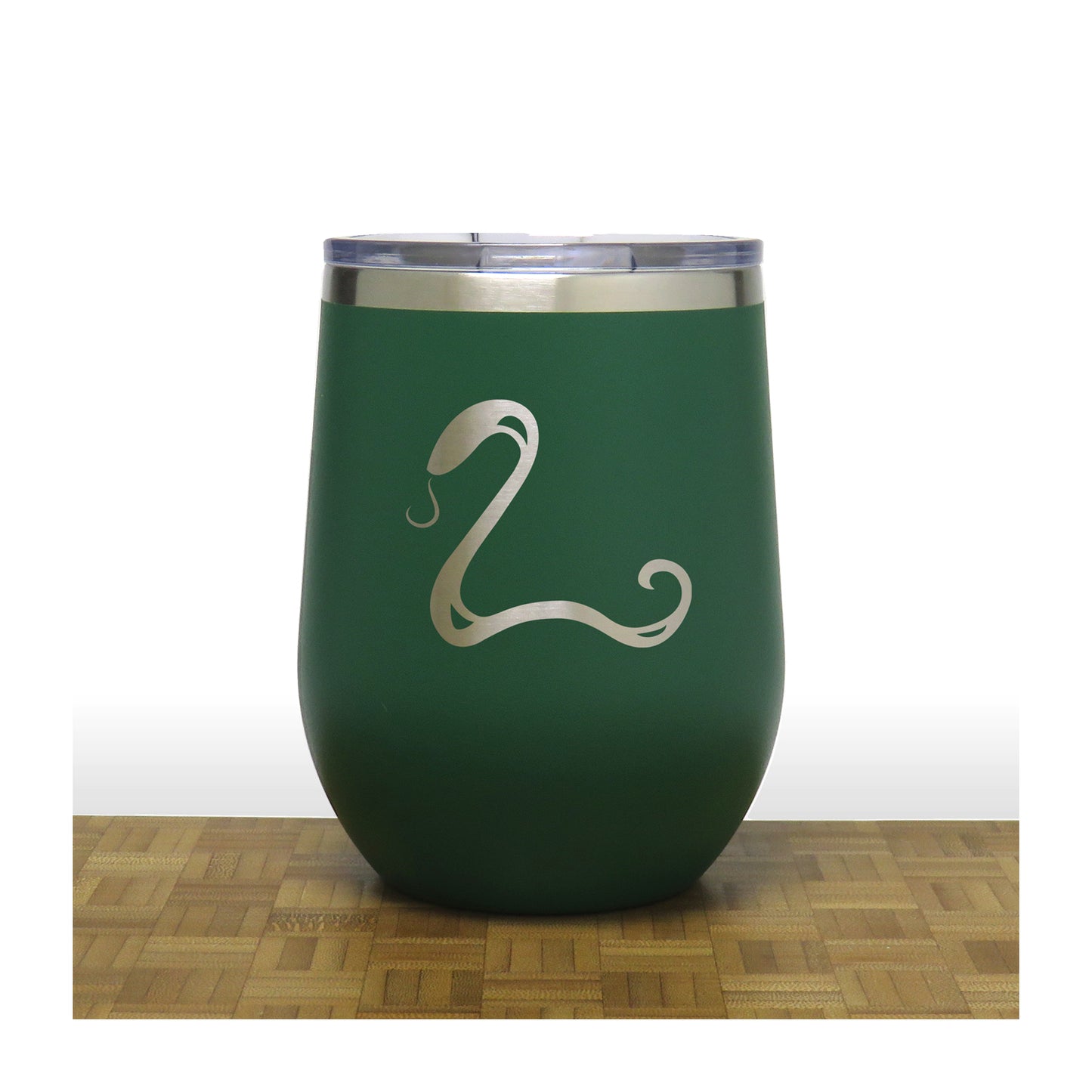 Green - Snake PC 12oz STEMLESS WINE - Copyright Hues in Glass