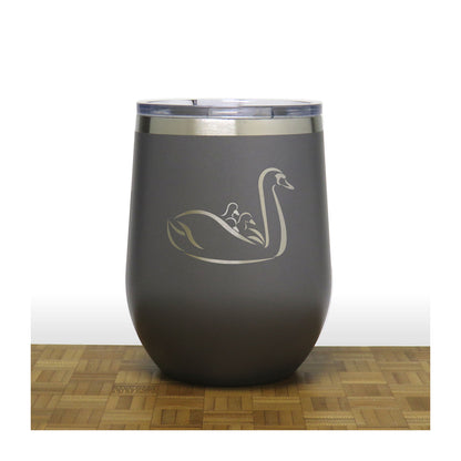 Swan and Cygnets Insulated 12 oz Insulated Stemless Wine Tumbler Stainless Steel