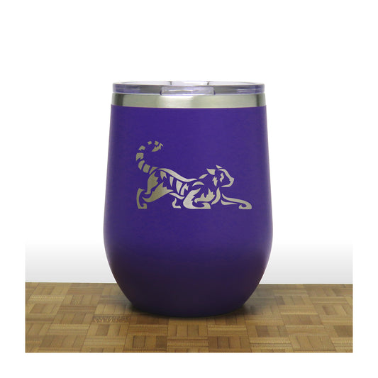 Purple - Tiger PC 12oz STEMLESS WINE - Copyright Hues in Glass