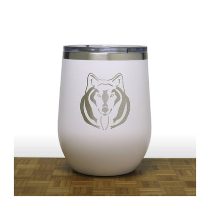  -Wolf Face PC 12oz STEMLESS WINE - Copyright Hues in Glass