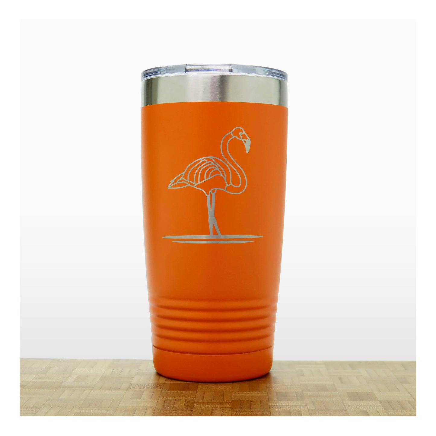 Orange - Flamingo Engraved 20 oz Insulated Tumbler - Copyright Hues in Glass