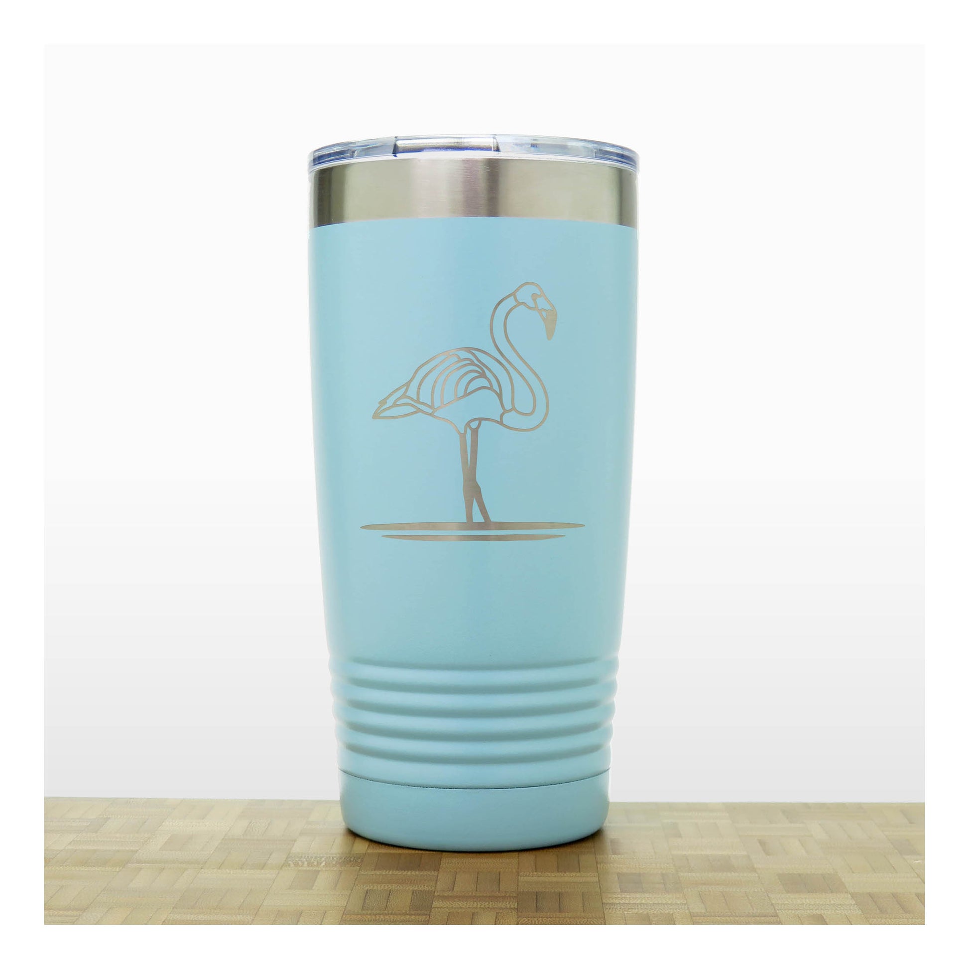 Teal - Flamingo Engraved 20 oz Insulated Tumbler - Copyright Hues in Glass