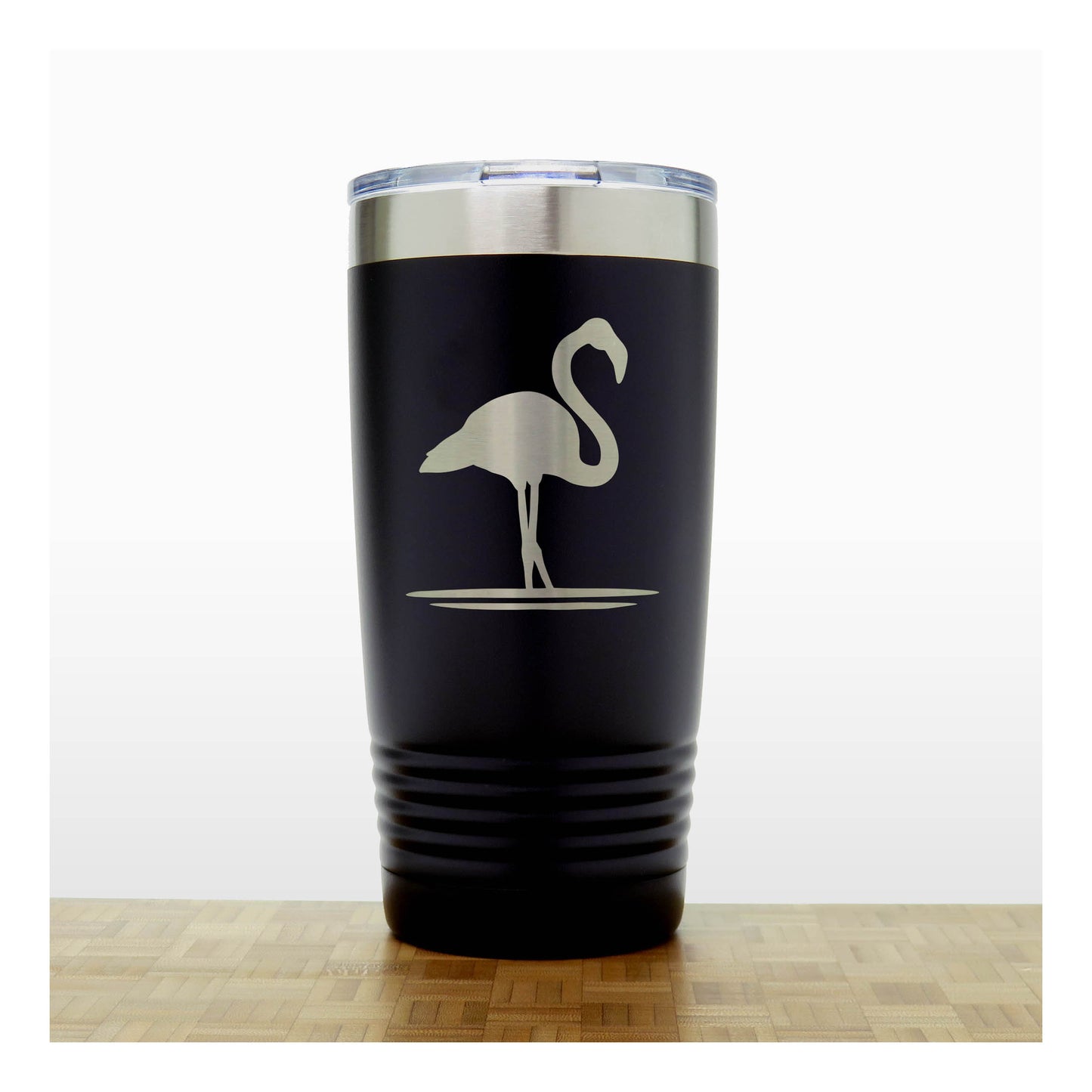 Black - Flamingo Engraved 20 oz Insulated Tumbler - Copyright Hues in Glass