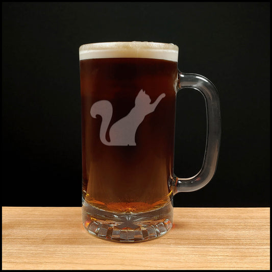 Playing Cat Beer Mug with Dark Beer - Copyright Hues in Glass