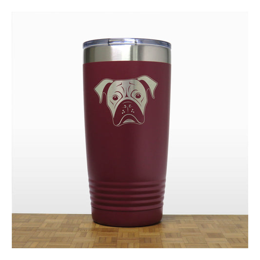 Maroon - Boxer Face 20 oz Insulated Tumbler - Copyright Hues in Glass