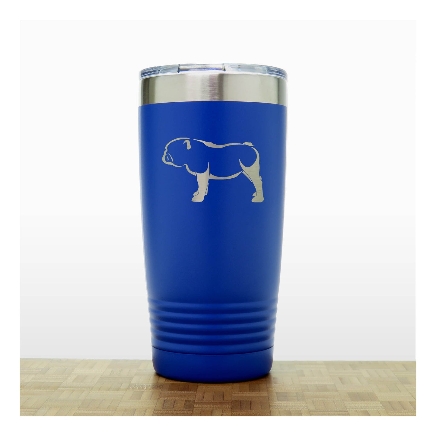 Blue - Bulldog - 20 oz Insulated Tumbler - Copyright Hues in Glass