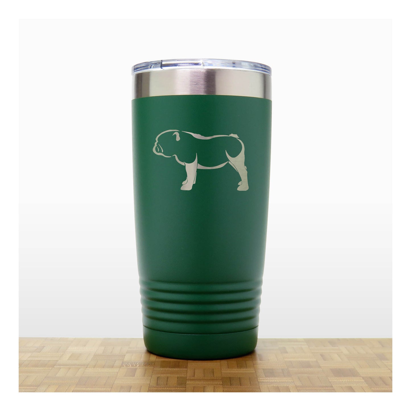 Green - Bulldog - 20 oz Insulated Tumbler - Copyright Hues in Glass