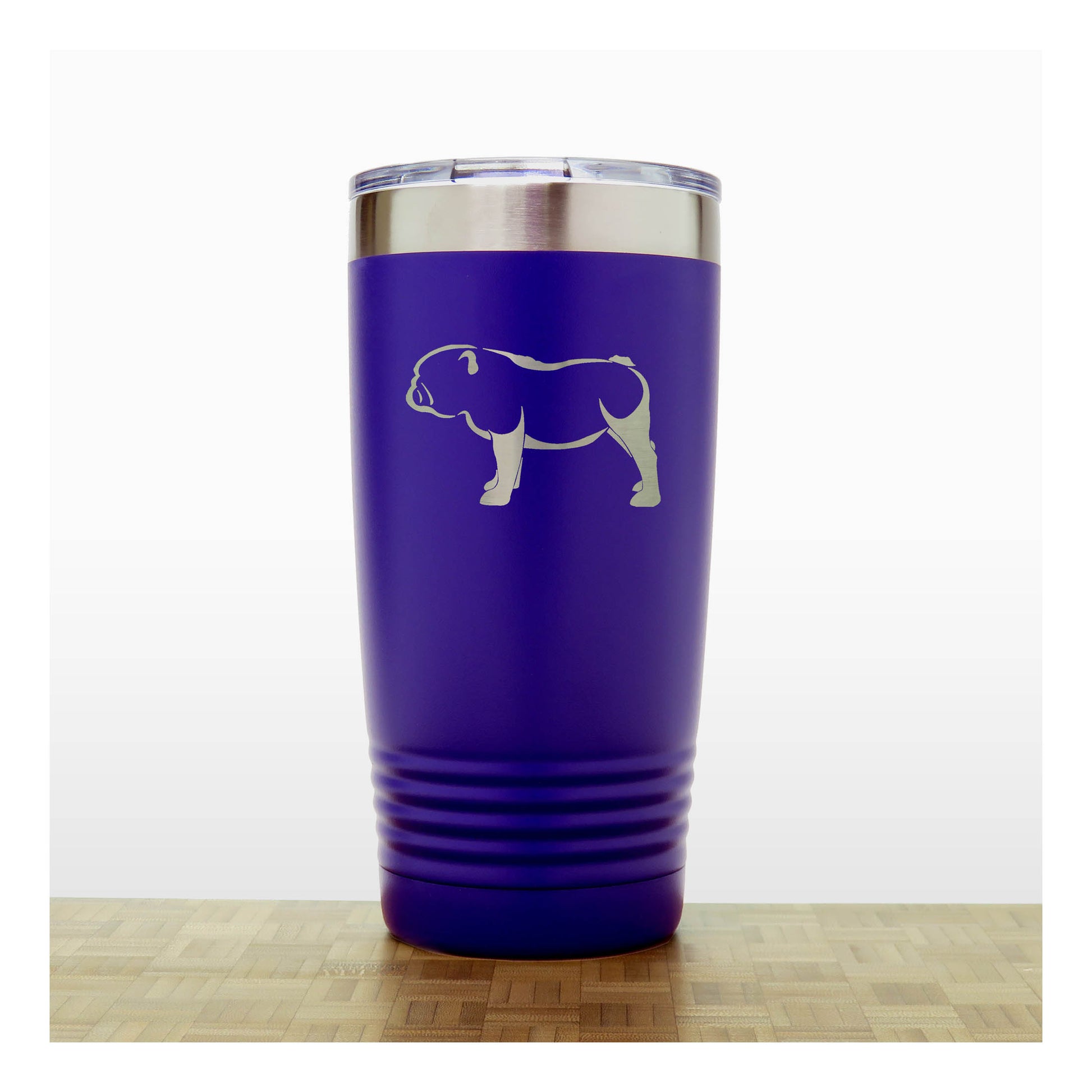 Purple - Bulldog - 20 oz Insulated Tumbler - Copyright Hues in Glass