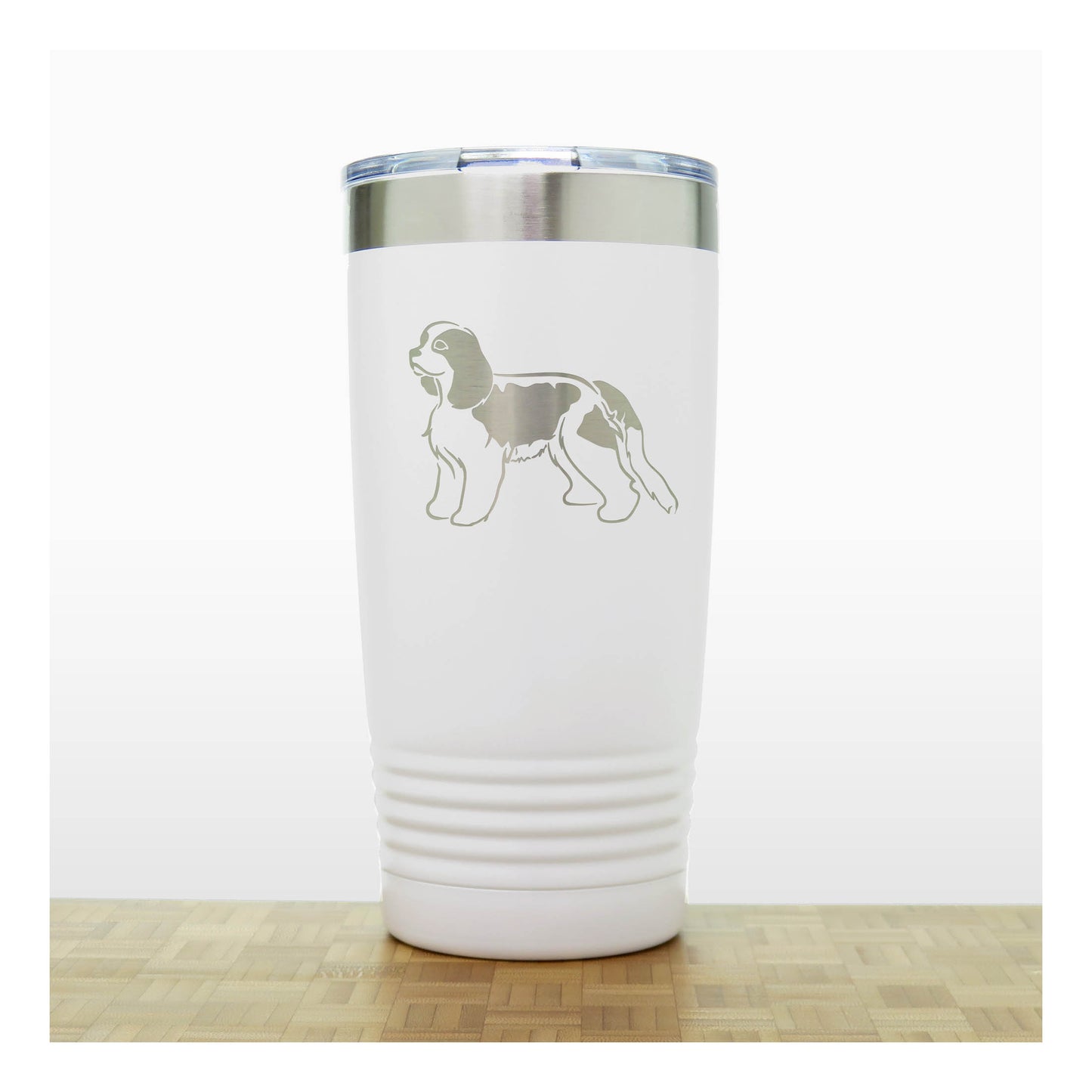 White - Cavalier King Charles - 20 oz Insulated Tumbler - Copyright Hues in Glass