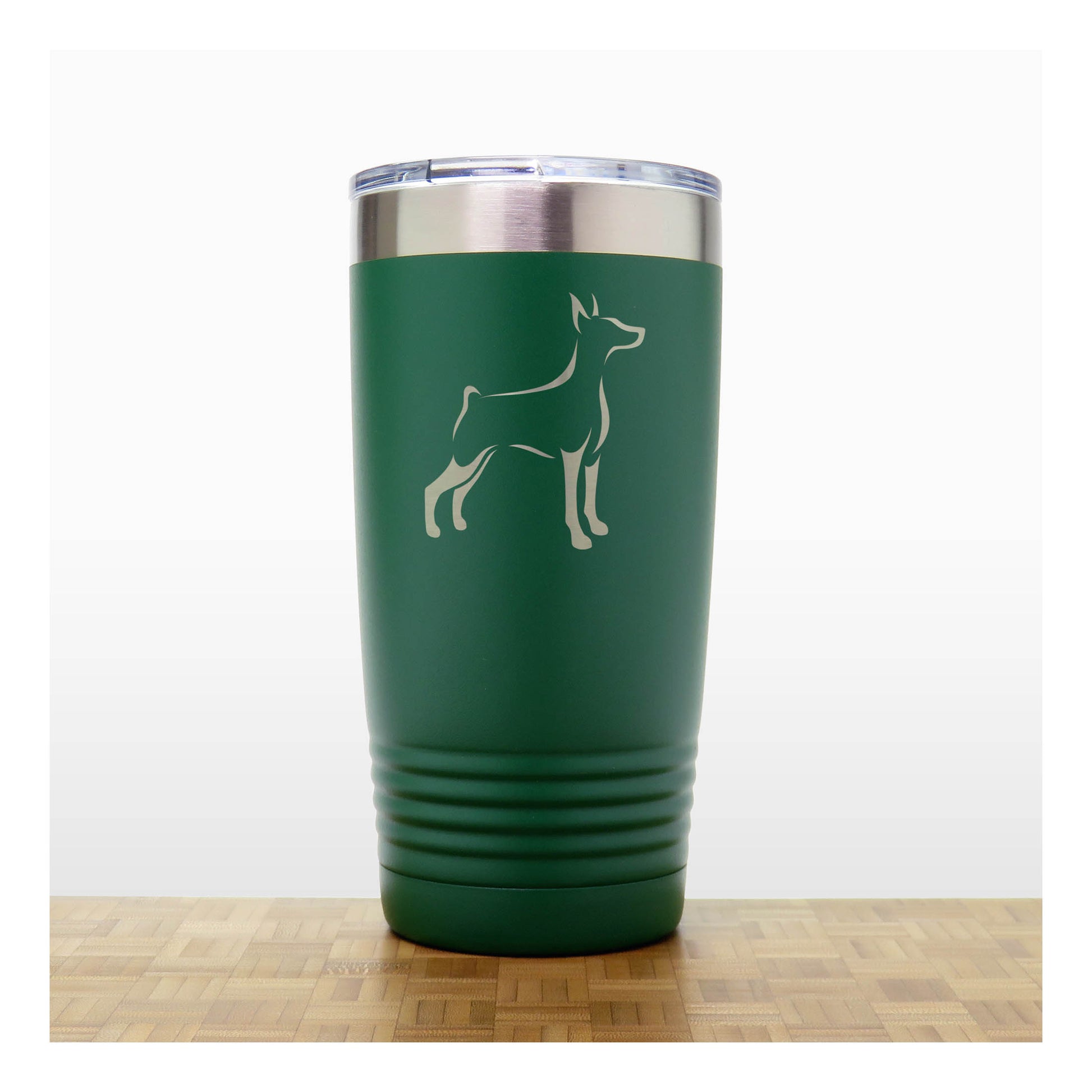 Green - Doberman 20 oz Insulated Tumbler - Copyright Hues in Glass