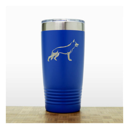 Blue - German Shepherd 20 oz Insulated Tumbler - Copyright Hues in Glass