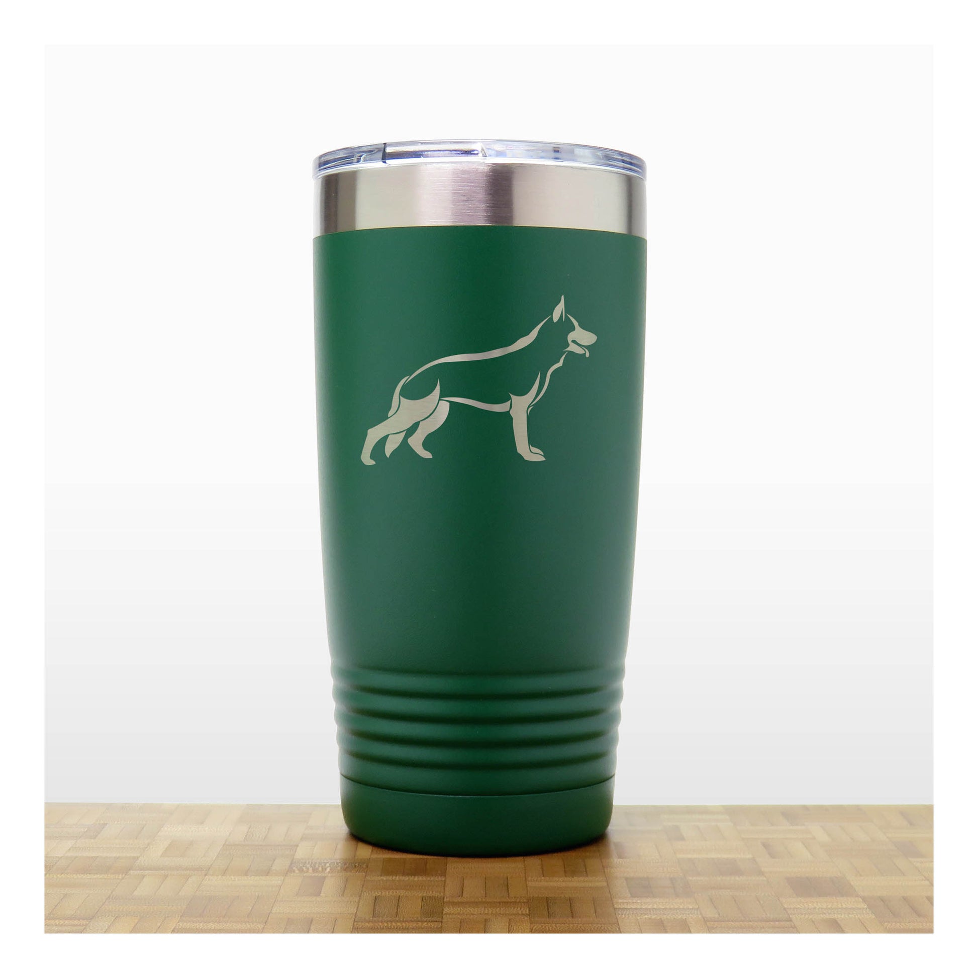 Green - German Shepherd 20 oz Insulated Tumbler - Copyright Hues in Glass