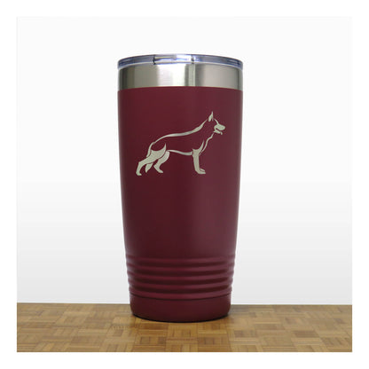 Maroon - German Shepherd 20 oz Insulated Tumbler - Copyright Hues in Glass