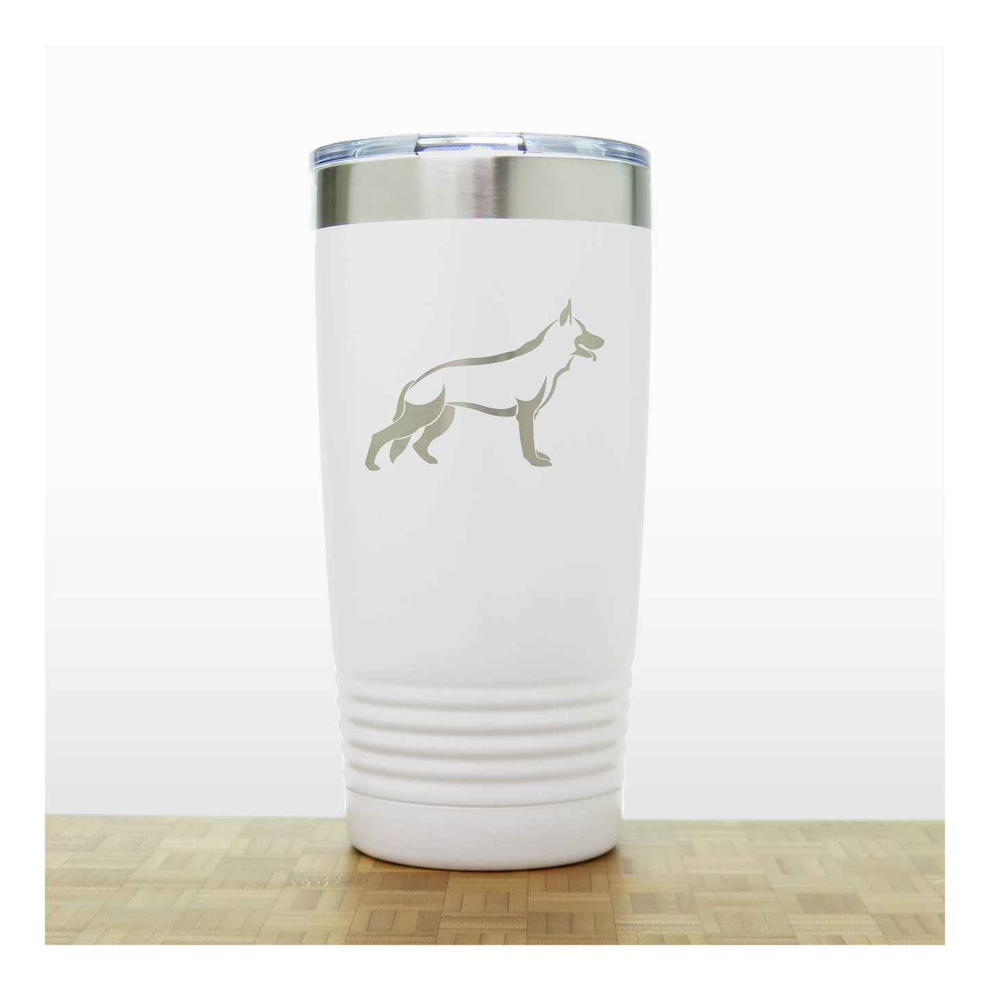 White - German Shepherd 20 oz Insulated Tumbler - Copyright Hues in Glass