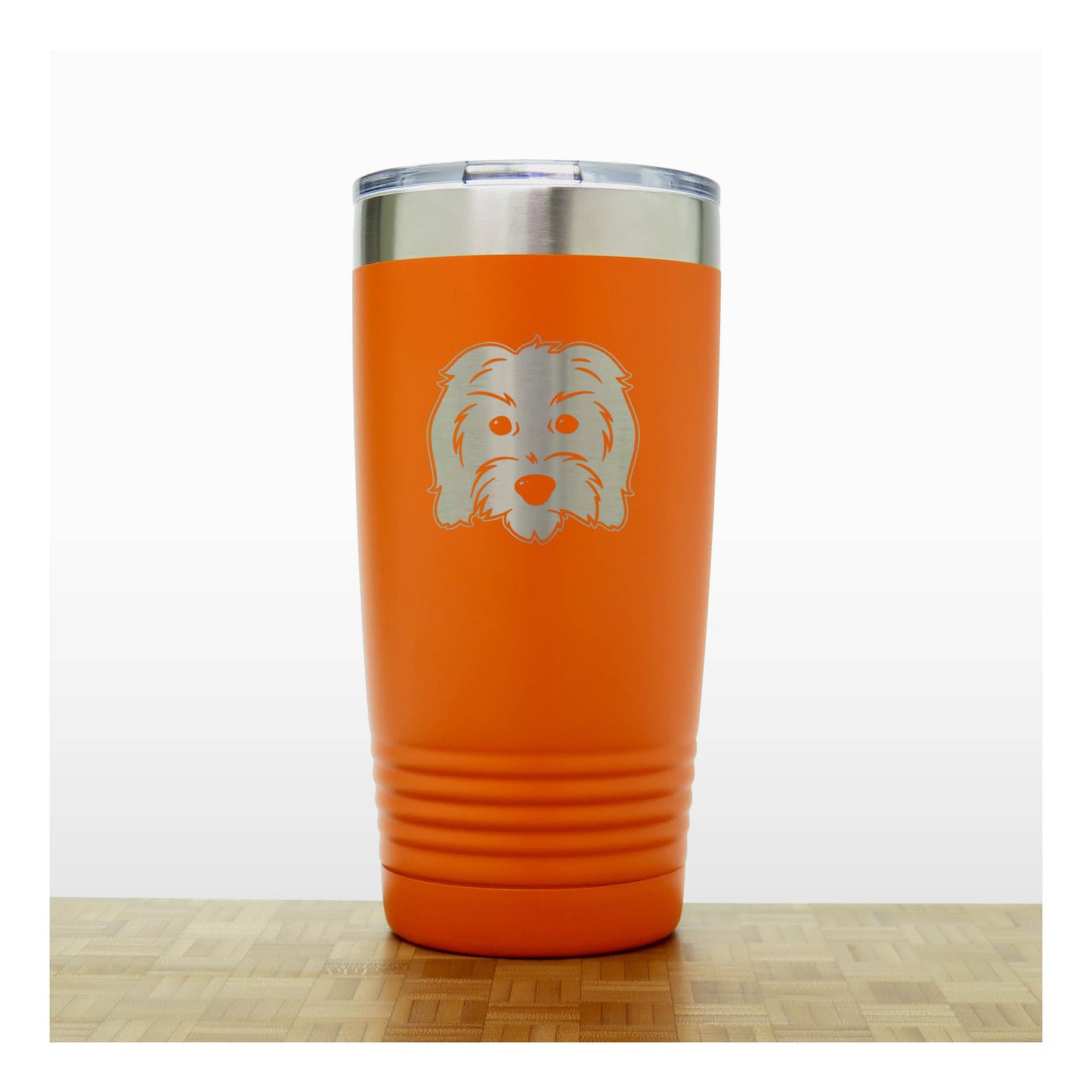 Orange - Goldendoodle 20 oz Insulated Tumbler - Design 2 - Copyright Hues in Glass