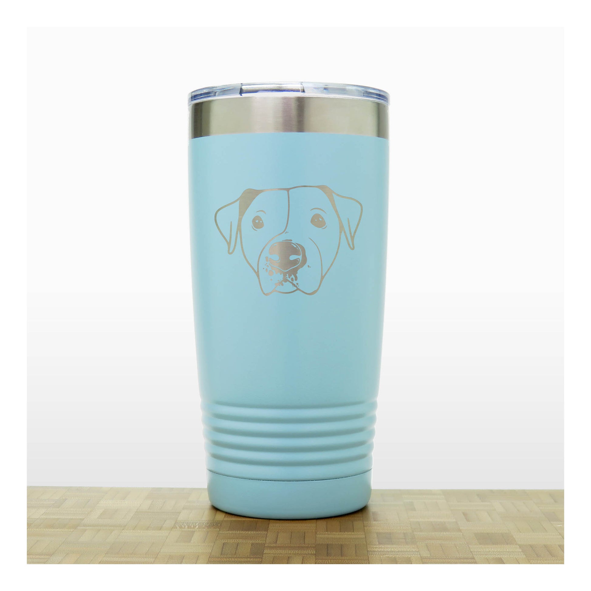 Teal - Pitbull Face 20 oz Insulated Tumbler - Copyright Hues in Glass