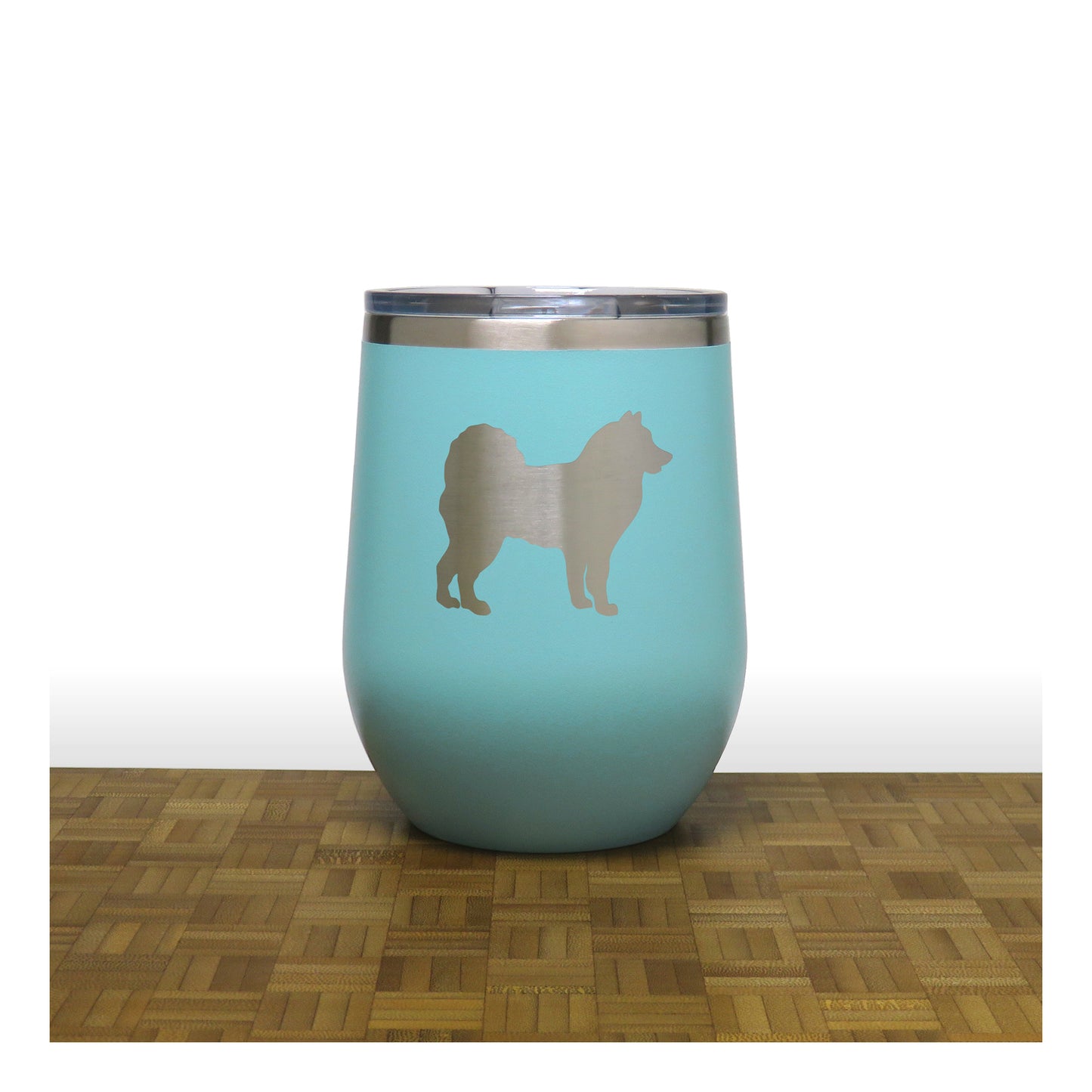 Teal - Alaskan Eskimo PC 12oz STEMLESS WINE - Copyright Hues in Glass