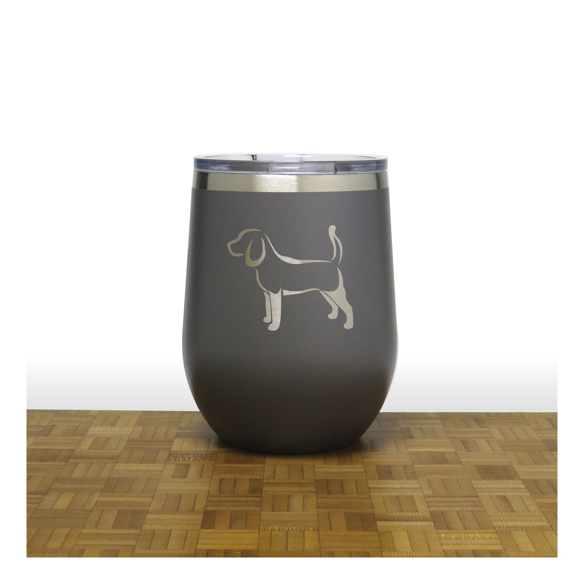 Grey - Beagle PC 12oz STEMLESS WINE - Copyright Hues in Glass